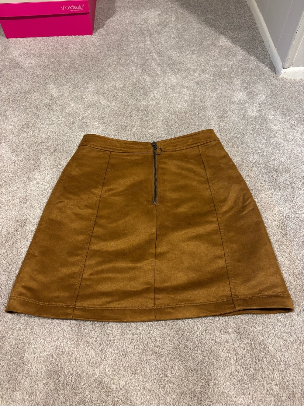 Old Navy Chestnut A-Line Mini Skirt with Front Ring Zip
